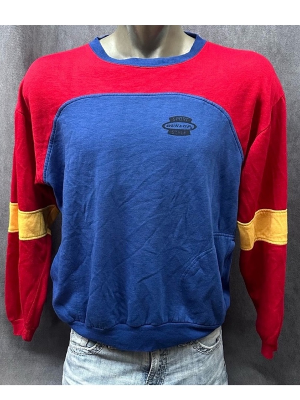 Vintage colorblock Dunlop sweatshirt w/ pockets